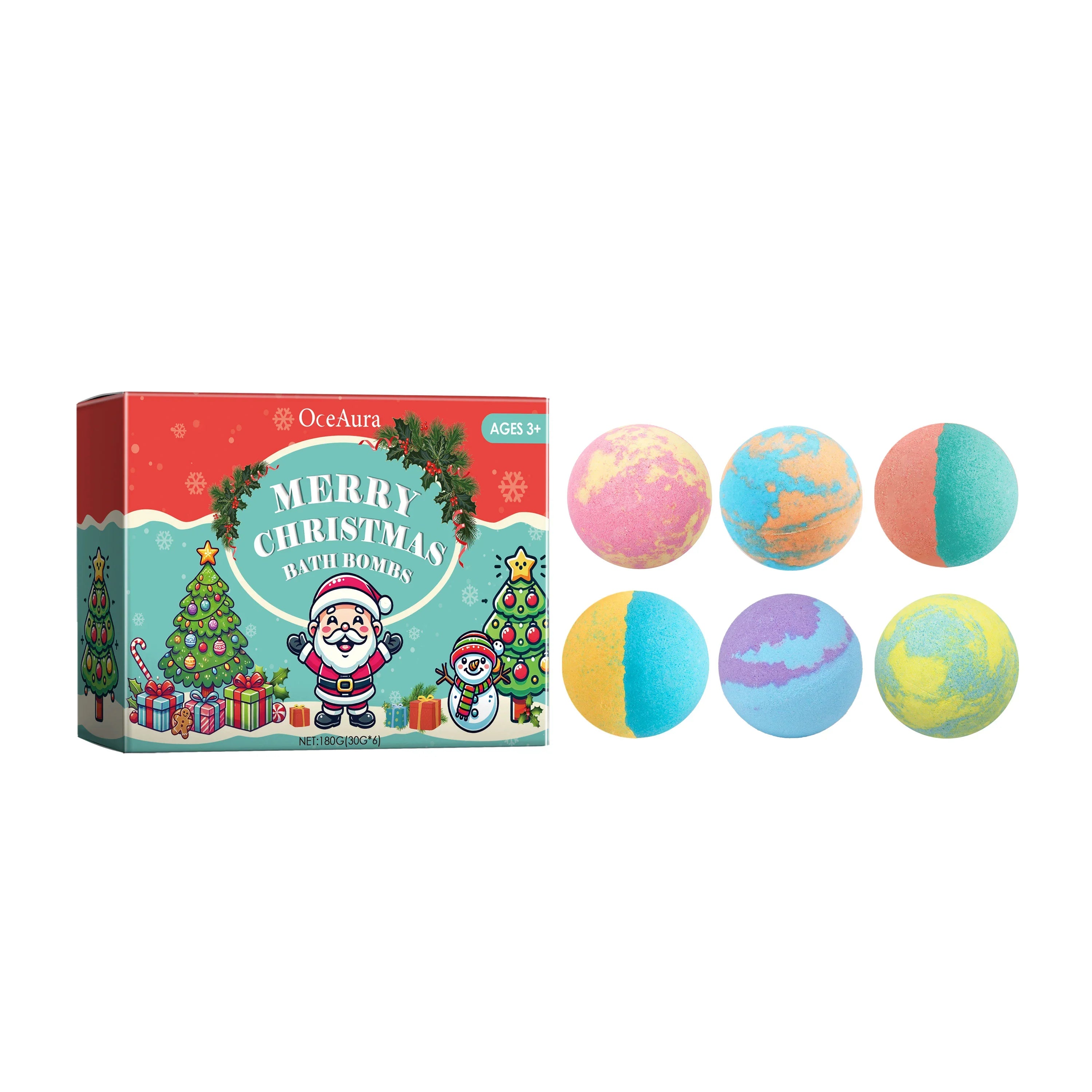 Oceaura 6pcs Fragrance Bath Bombs Nourish Moisturizing Skin Stress Relief Body Natural Kid Wash Spa Exfoliating Skin Shower Ball