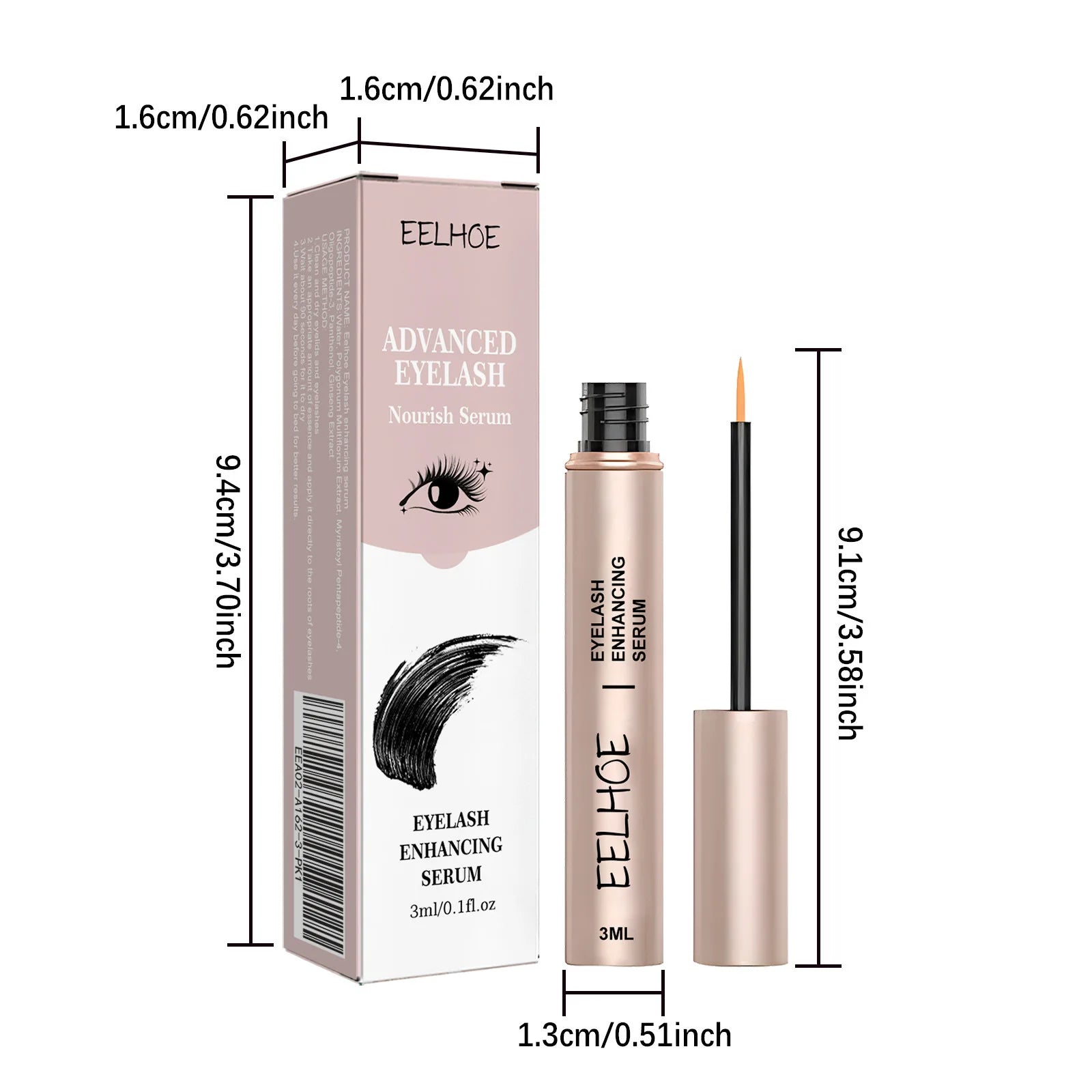 Eelhoe 3ml Eyelash Growth Serum Strengthen Eye Lash Curl Lengthening Makeup Enhancer Lash Eyebrow Fuller Thicken Eyelash Serum