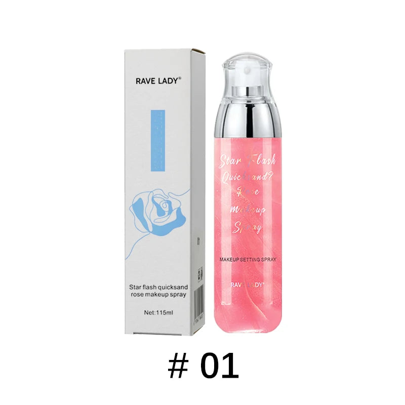 Rave Lady 115ml Face Moisturizing Spray Toner Star Flash Quicksand Rose Facial Moisturize Before Makeup Spray Body Skin Care
