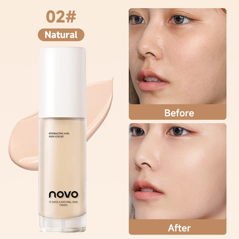 Hyaluronate Liquid Foundation,Long-Lasting Concealer Bb Cream,Vitamin E Nourishing,Water-Resistan,Buildabl,Improves Uneven Skin