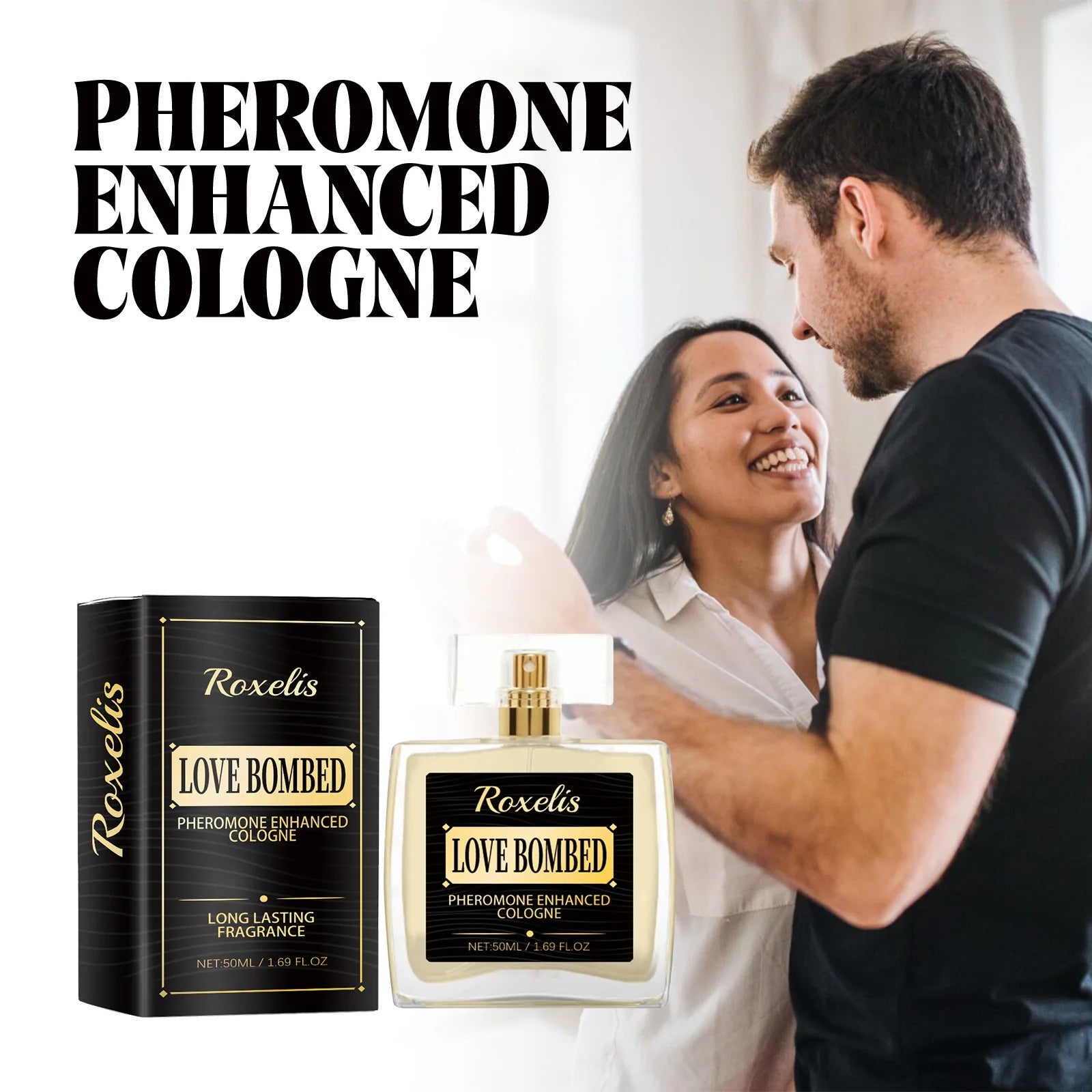 Roxelis 50ml Long Lasting Pheromone Perfume Men Cologne Fragrance Deodorant Mist Glamour Flirting Scent Romantic Dating Perfume