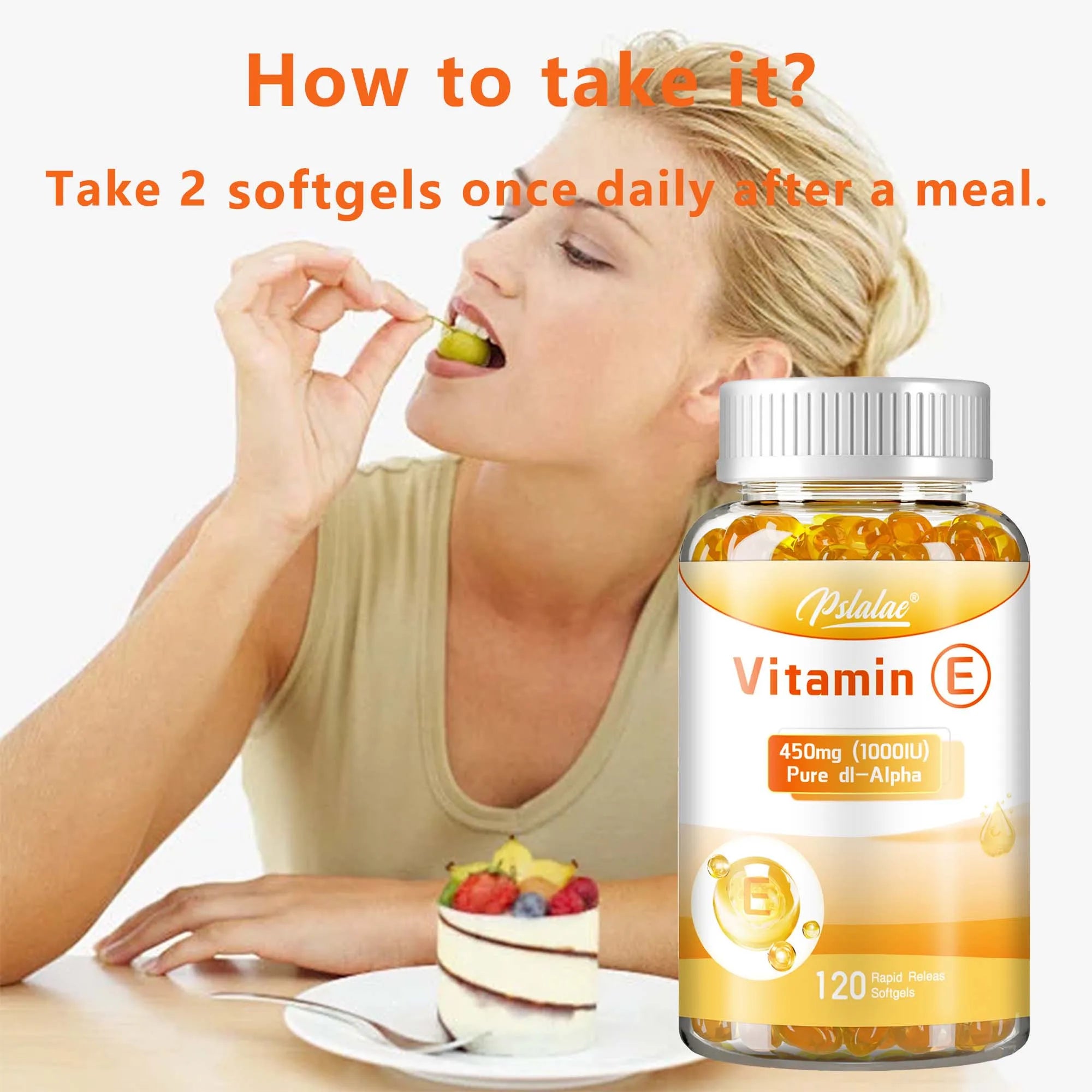 Vitamin E - Promotes Skin, Hair, Nails, Immune and Eye Health, Antioxidant - 120 Capsules