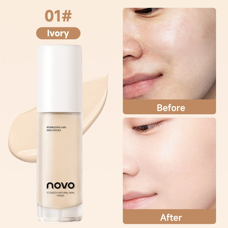 Hyaluronate Liquid Foundation,Long-Lasting Concealer Bb Cream,Vitamin E Nourishing,Water-Resistan,Buildabl,Improves Uneven Skin