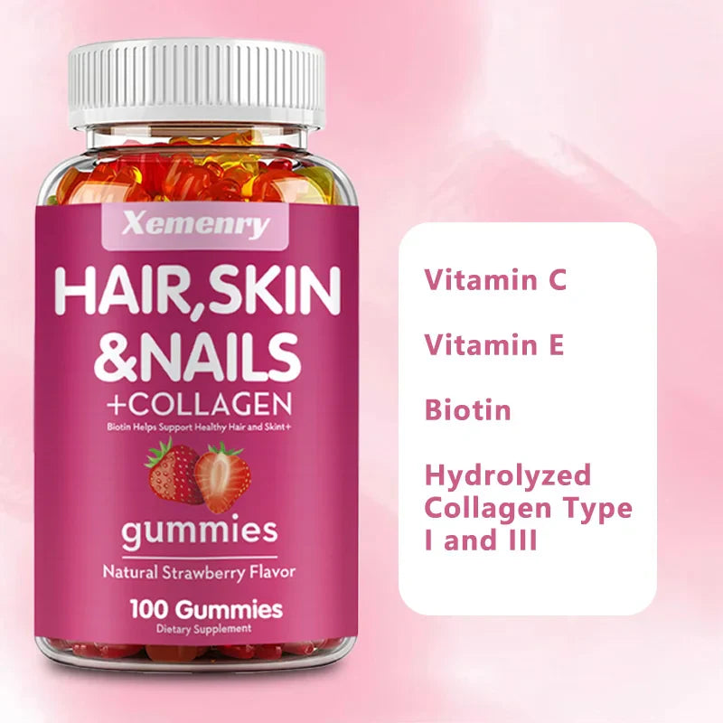 Biotin Gummies - Supports Hair, Skin, Nails & Collagen, Brightens Skin Tone - 100 Gummies