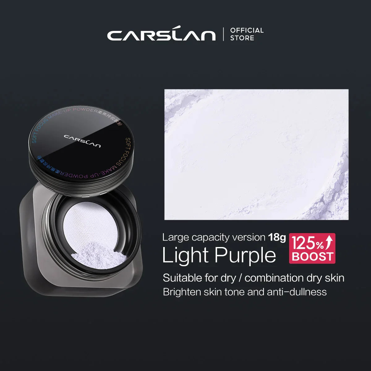 CARSLAN Black Magnetic Translucent Loose Setting Powder Makeup Waterproof Long Lasting Matte Oil Control Finishing Face Powder