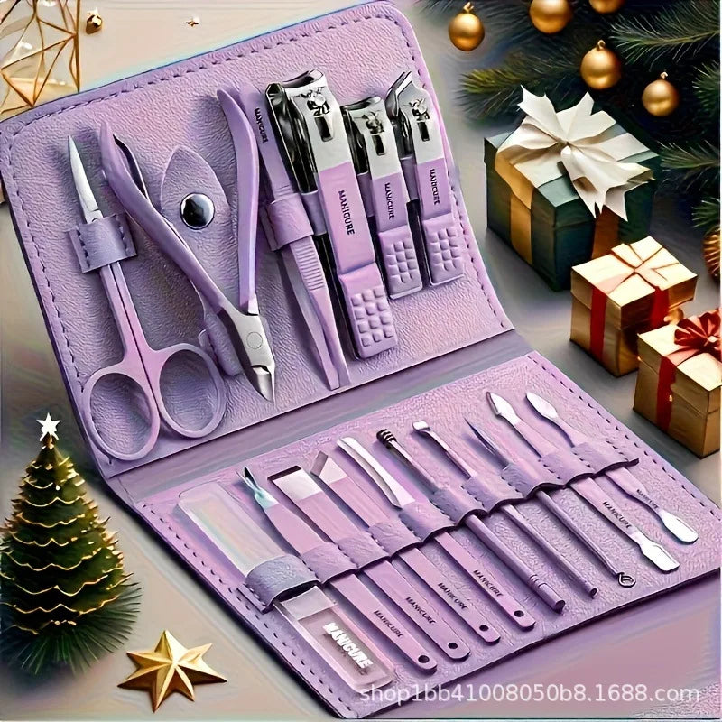 Nail Clippers Set Fingernail and Toenail Clipper Cutters, Manicure Pedicure Kit 16 Pieces Stainless Steel Professional Grooming