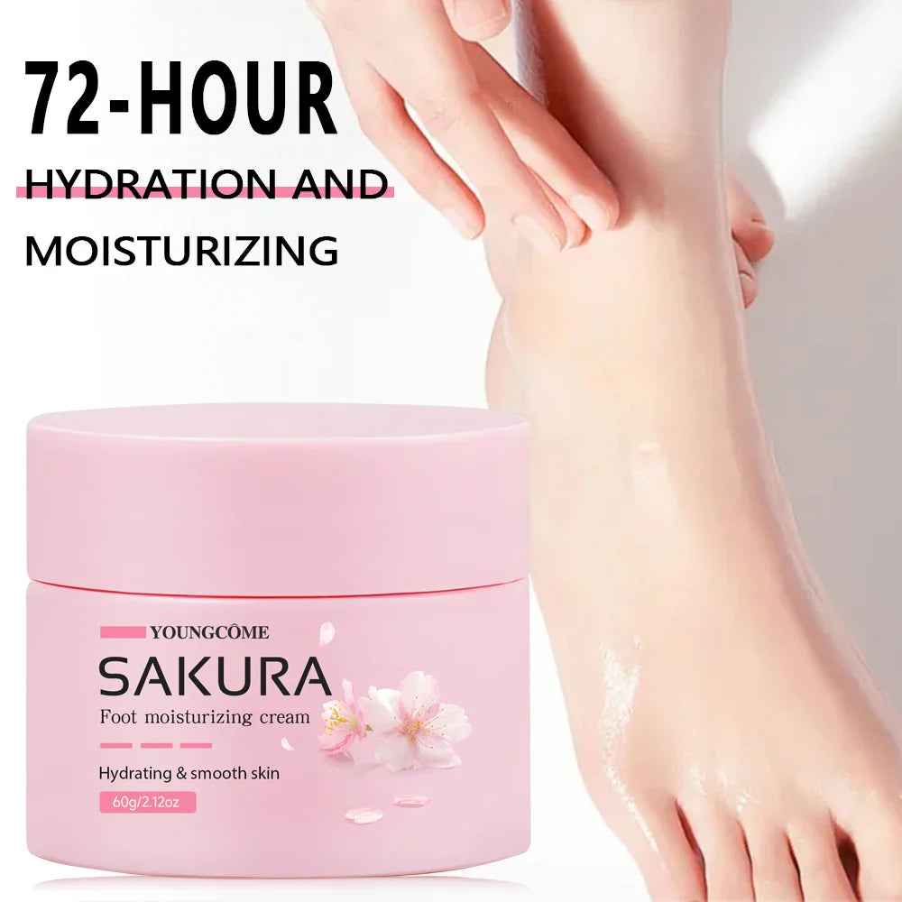 Sakura Foot Moisturizing Cream - Intensive Cracked Heel Repair, Urea 40% & Shea Butter, Overnight Renewal, For Dry Rough Feet