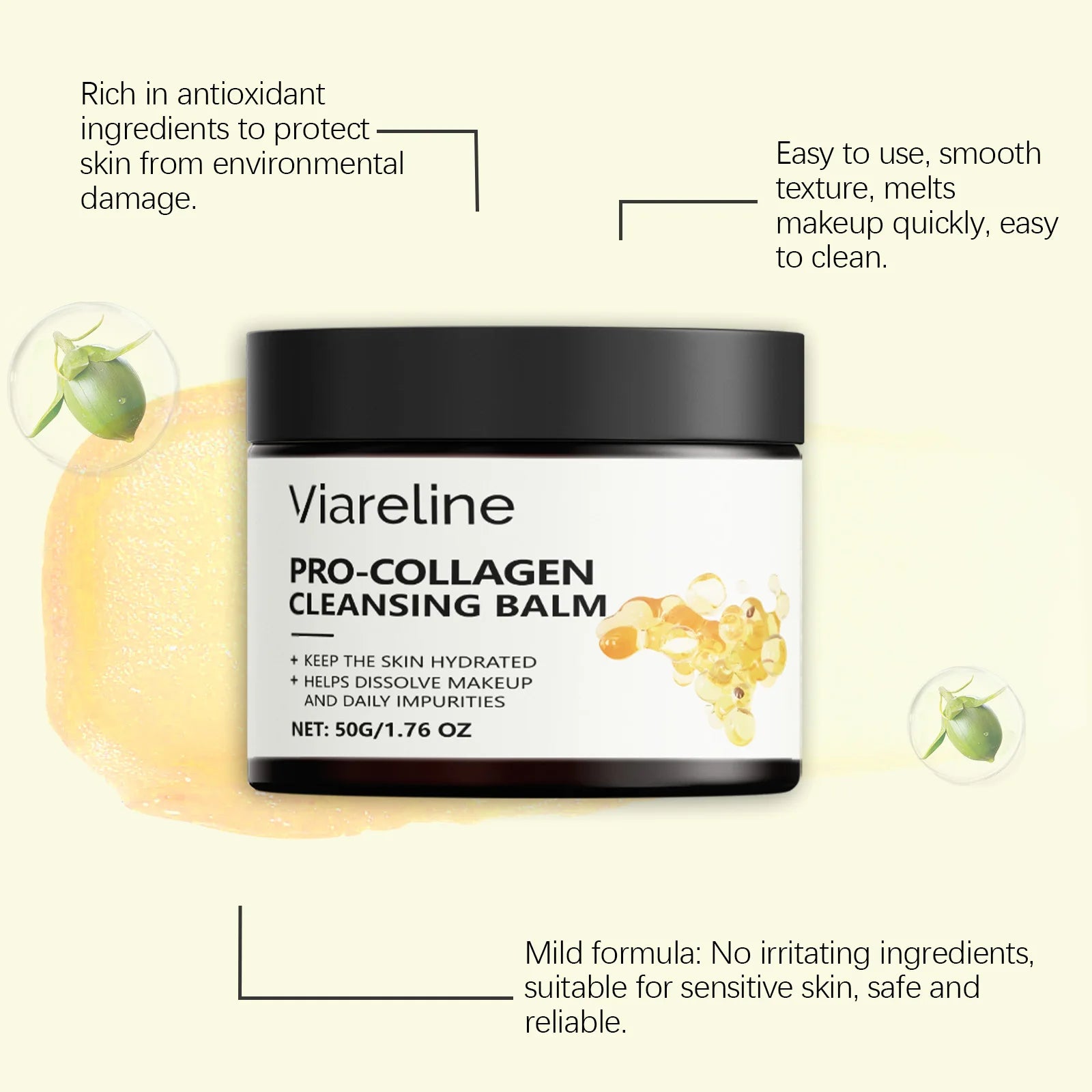 Collagen Face Makeup Remove Cream Gentle Cleaning Non-irritating Quick Dissolve Makeup Refreshing Oil Control Face Makeup Remove