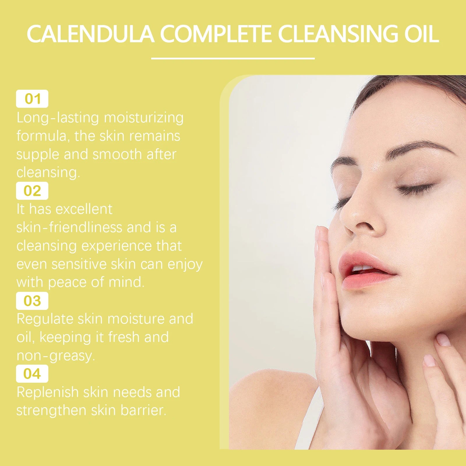 100ML Calendula Makeup Cleansing Oil Gentle Refreshing Face Eye Lip Makeup Remover Non-irritating Cleaning Oil for All Skin Type