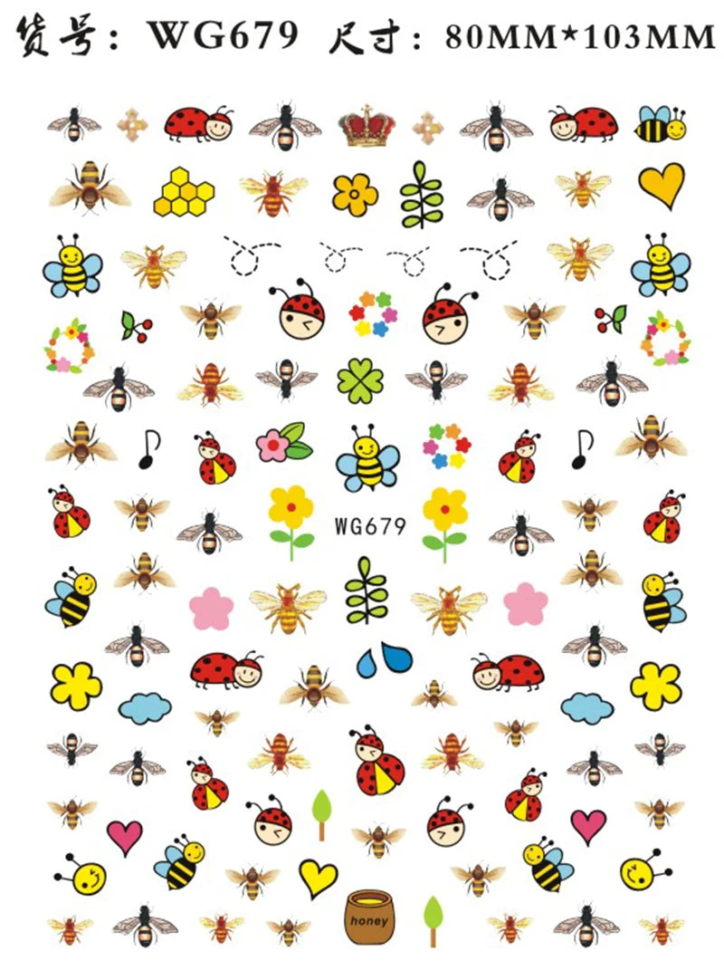 Nail Sticker Snake Dragon Butterfly Black Multicolor Decals Nail Art Tattoo Slider Water Transfer Letter Nails Art Decoration