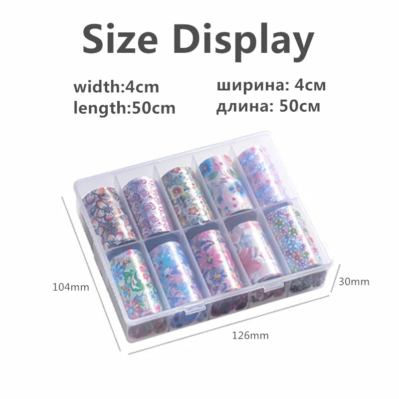 1 Box Flower Plaid Nail Foils for Transfer Paper Floral Sliders Butterfly Nails Wraps Blooming Flower Nail Art Decorations