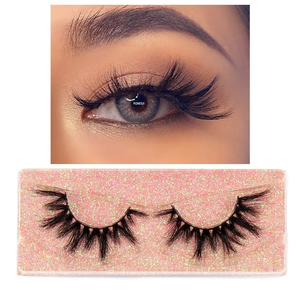 FOXESJI Makeup Eyelashes 3D Mink Eye Lashes Fluffy Soft Wispy Natural Lashes Extension Reusable Fake Lashes Mink False Eyelashes