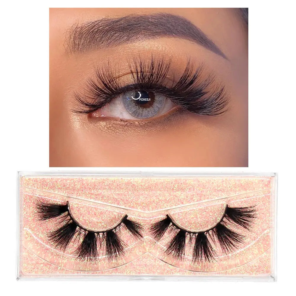 FOXESJI Makeup Eyelashes 3D Mink Eye Lashes Fluffy Soft Wispy Natural Lashes Extension Reusable Fake Lashes Mink False Eyelashes