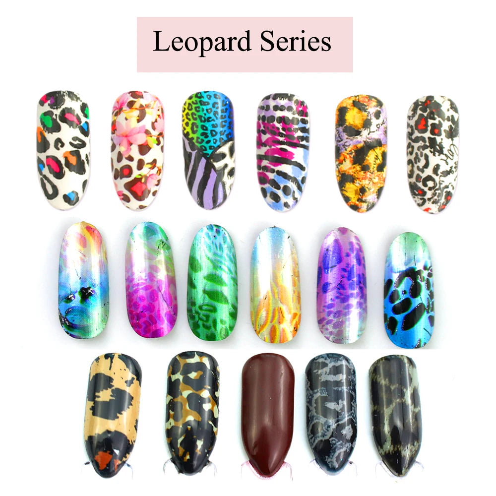 16pcs Transfer Nail Art Foils Holographic Sticker Mix Flower Sky Retro Decals Tips Starry Paper DIY Manicure Decorations