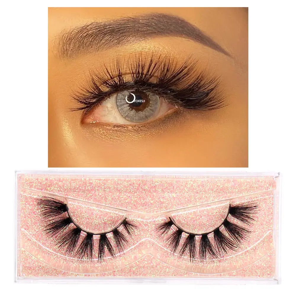 FOXESJI Makeup Eyelashes 3D Mink Eye Lashes Fluffy Soft Wispy Natural Lashes Extension Reusable Fake Lashes Mink False Eyelashes