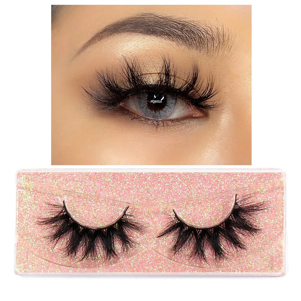 FOXESJI Makeup Eyelashes 3D Mink Eye Lashes Fluffy Soft Wispy Natural Lashes Extension Reusable Fake Lashes Mink False Eyelashes