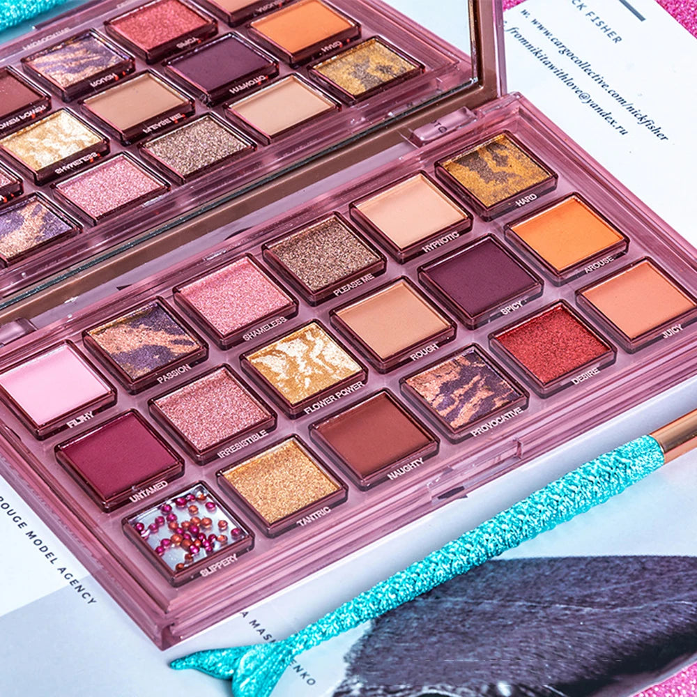 18 Colors Pomegranate seeds Eyeshadow Palette Shimmer Matte Eye Shadow Waterproof Cosmetic Beauty Makeup TSLM2
