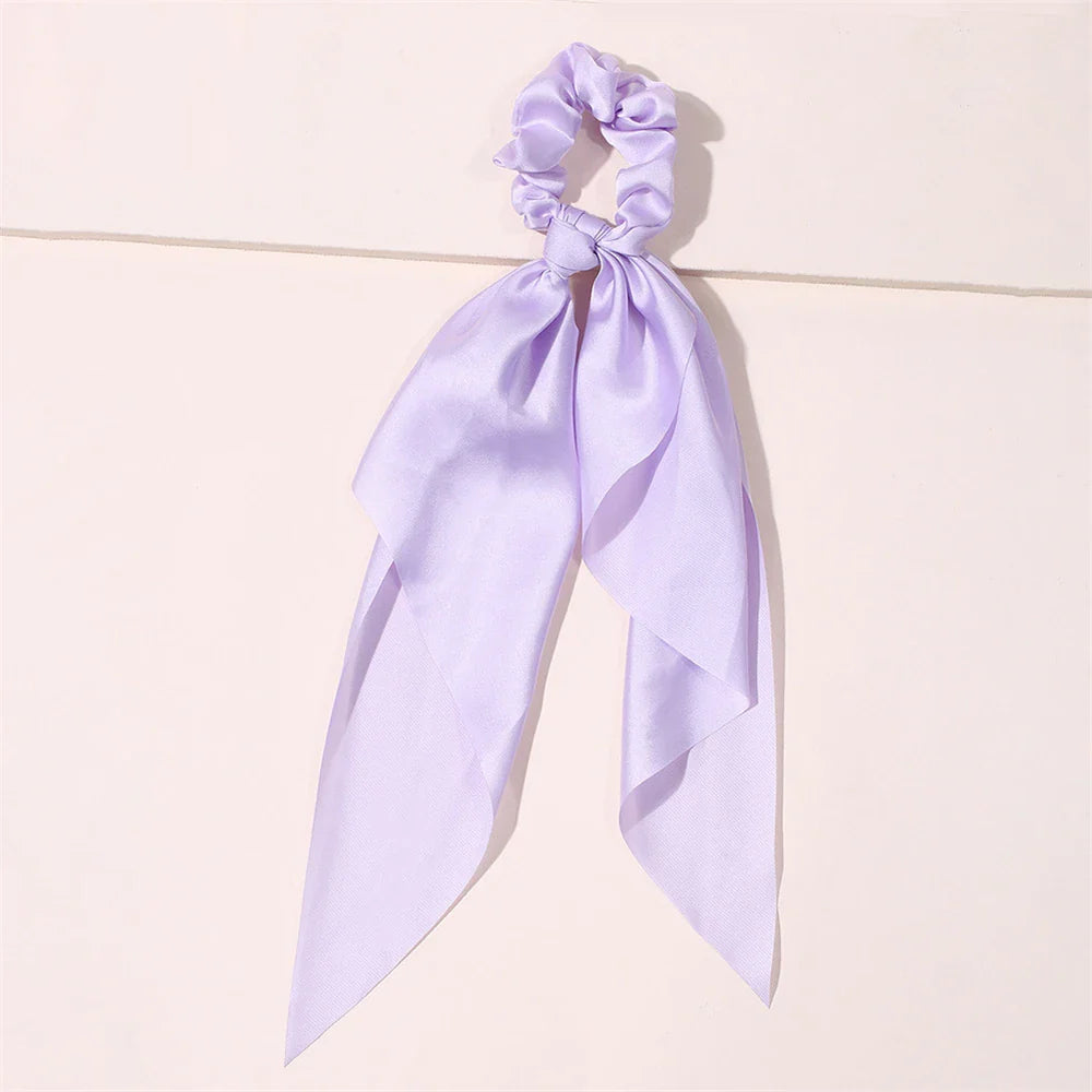 New Fashion Print Bow Scrunchies Hair Ribbon For Women Elastic Hair Band Girls Horsetail Hair Ties Hair Accessories