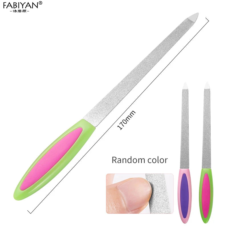 Nail Art File Buffer Double Sides Metal Grinding Rod Scrub Manicure Pedicure Tools Stainless Steel Remover Polish Gel UV Acrylic