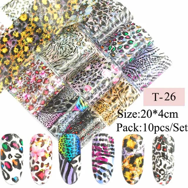 16pcs Transfer Nail Art Foils Holographic Sticker Mix Flower Sky Retro Decals Tips Starry Paper DIY Manicure Decorations