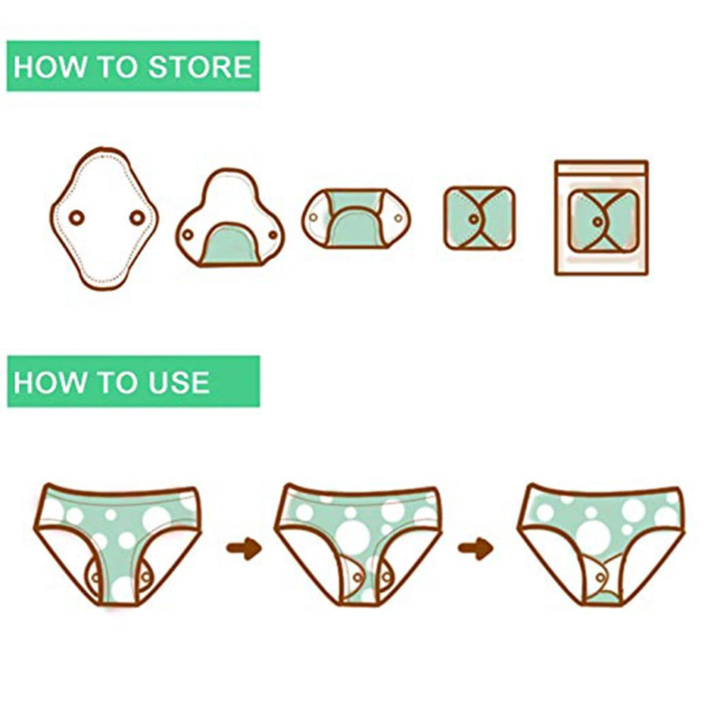 5pcs/Lot Reusable Sanitary Towels Washable Bamboo Charcoal Mama Cloth Menstrual Pads for Regular Flow Feminine Hygiene Product