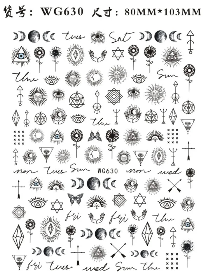 Nail Sticker Snake Dragon Butterfly Black Multicolor Decals Nail Art Tattoo Slider Water Transfer Letter Nails Art Decoration