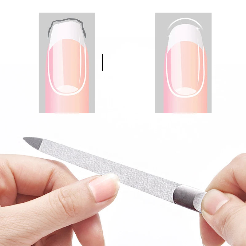 1pc Stainless Steel Files Nail File Buffer Metal Grinding Sanding Manicure Pedicure Scrub Nail Art Tools Manicure Pedicure Tools