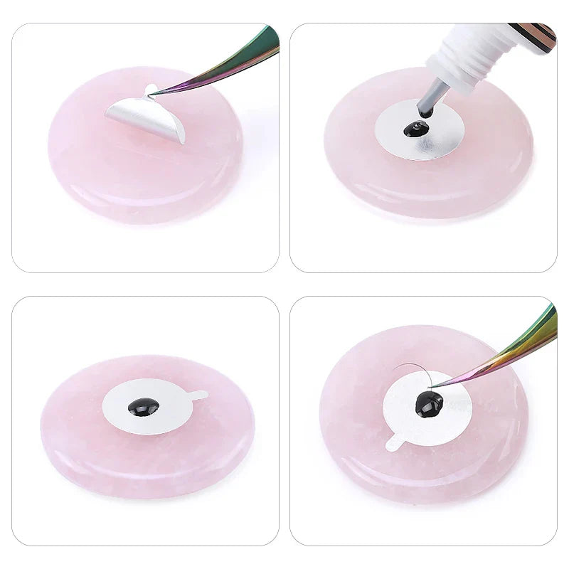 Glue Pallet Eyelashes Extensions Pink Green Jade Stone Reusable False Eye Lashes Adhesive Pallet Pad Holder Makeup Accessories