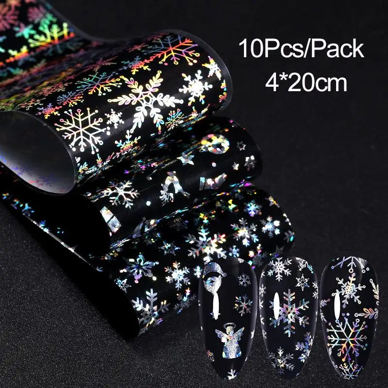 Blue Ink Marble Blooming Foil Nail Art Stickers Set With Flower Gilding Pattern Nail Transfer Decals Decorations Nail Accessorie