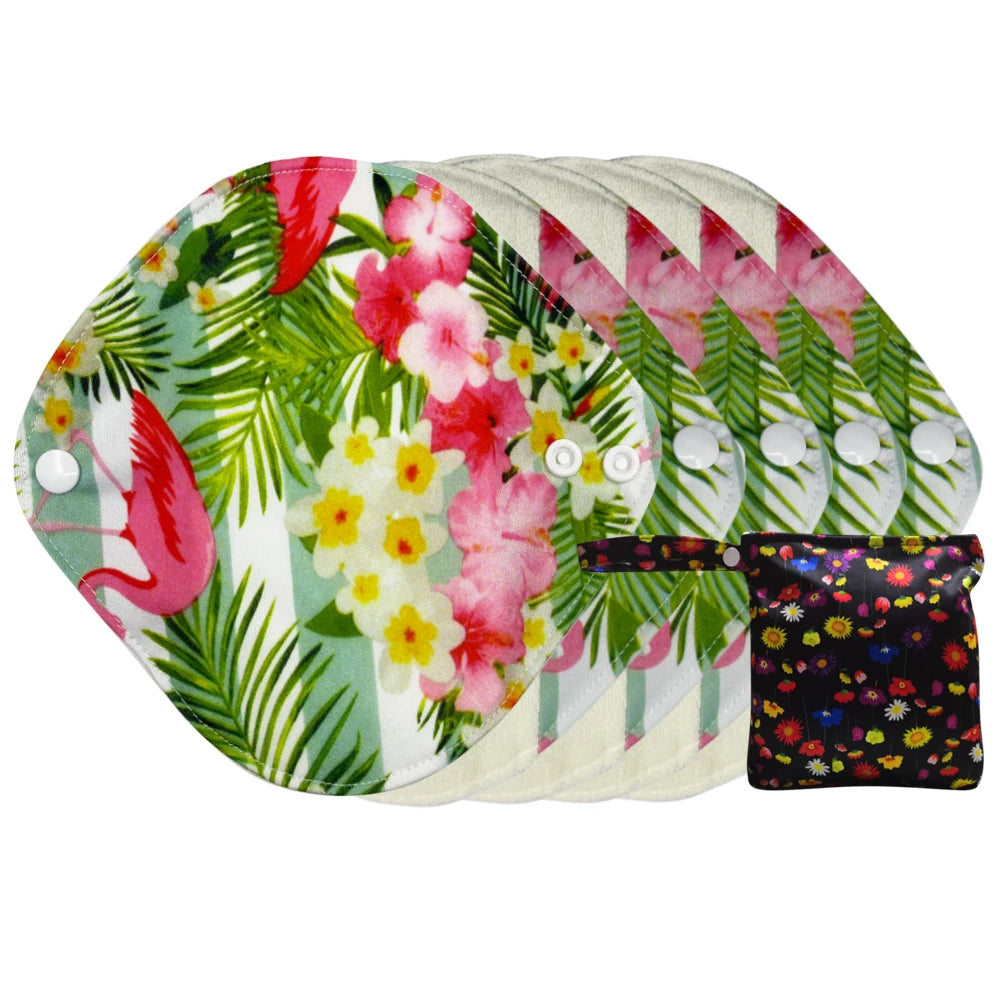 Reusable menstrual pads cloth sanitary towels breathable organic bamboo periods pantyliners with waterproof storage bag