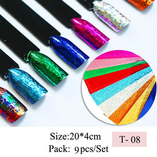 16pcs Transfer Nail Art Foils Holographic Sticker Mix Flower Sky Retro Decals Tips Starry Paper DIY Manicure Decorations