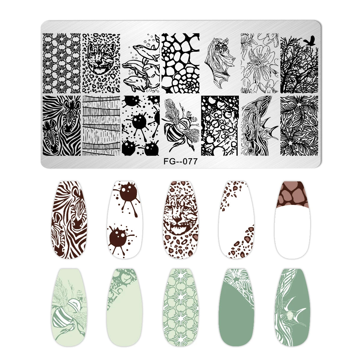 Cartoon Bear Nail Stamping Plates Fruit ice cream cake Floral Flower Leaf Printing Stencil Nail Stamp Templates Nail Art Tools