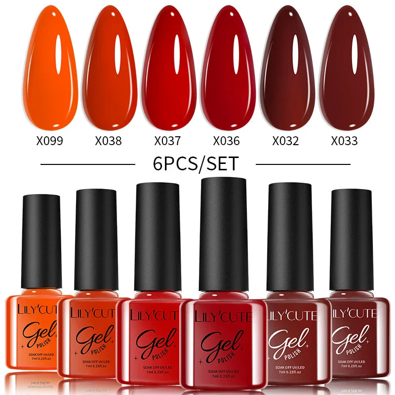 LILYCUTE 6PCs/Set Gel Nail Polish Set Kit Glitter Nail Gel Sequin Vernis Semi Permanent For Manicure Varnish UV LED Nail Art Gel