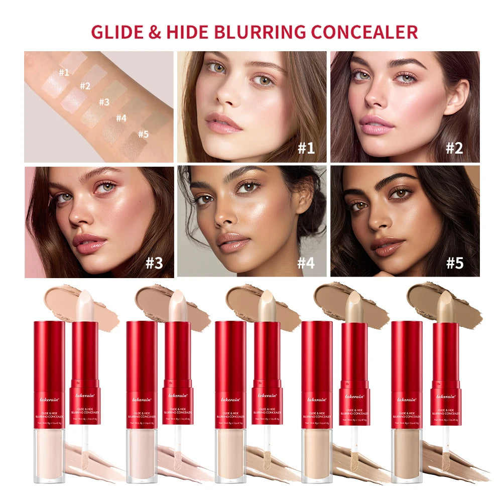 GlideHide Blurring Concealer Creamy texture Conceals dark circles wrinkles Dual formula liquid tip balm stick Long-lastin