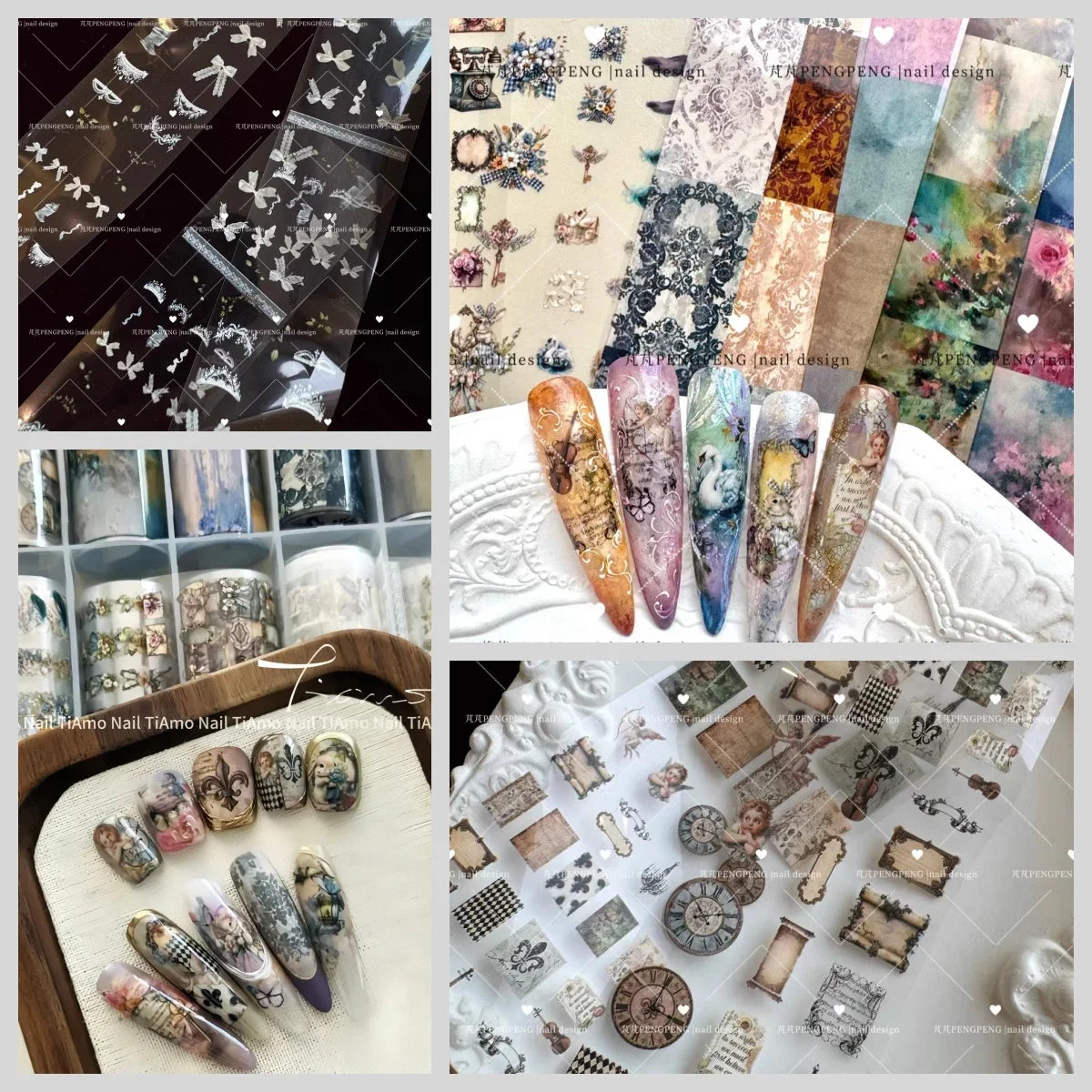 10Rolls Flower Nail Foils Transfer Paper Nail Art Stickers Manicure Set Decal Nails Decoration