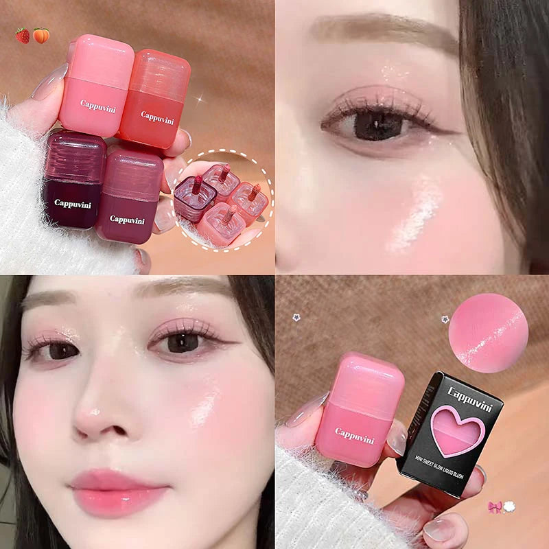 1/2Pcs Mini Sweet Monochrome Liquid Blusher Moisturizing Mirror Blush Liquid Brightening Natural Rouge Korean Cosmetic Makeup