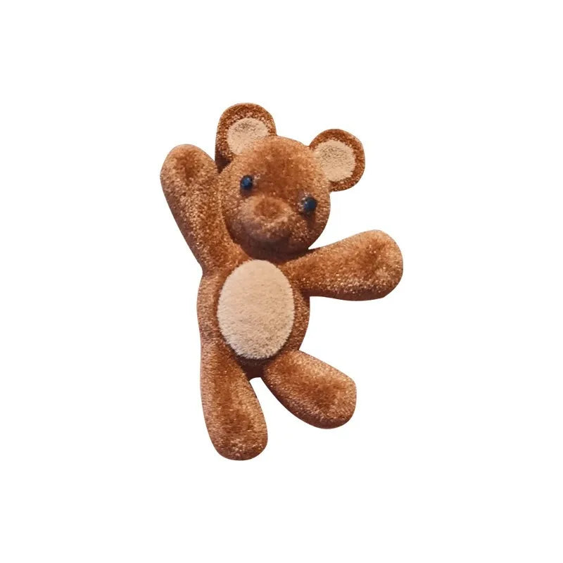 Cute Flocking Cartoon Bear Metal Hairpin For Women Girls Sweet Hair Ornament Side Hair Clip Barrette Fashion Hair Accessories.