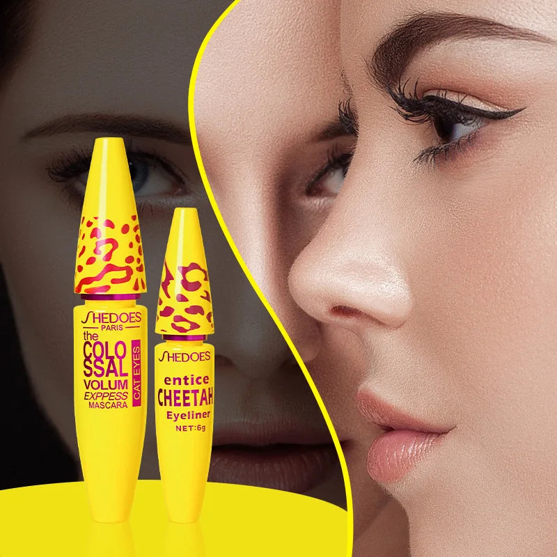 Make up Eyelash Mascara Waterproof Thick Liquid Eyeliner Mascara Makeup Kit Eyelashes Long Lasting Volume Eye Liner Mascara Set