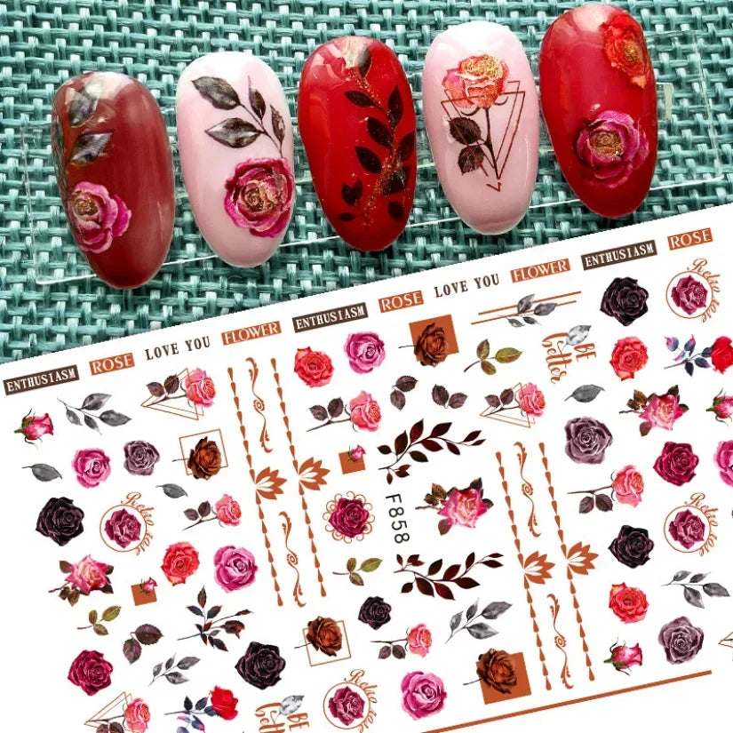 1pcs Sakura Flower 3D Nail Stickers White Cherry Blossom Nail Art Decals Spring Summer Adhesive Slider Decor Wedding Manicure