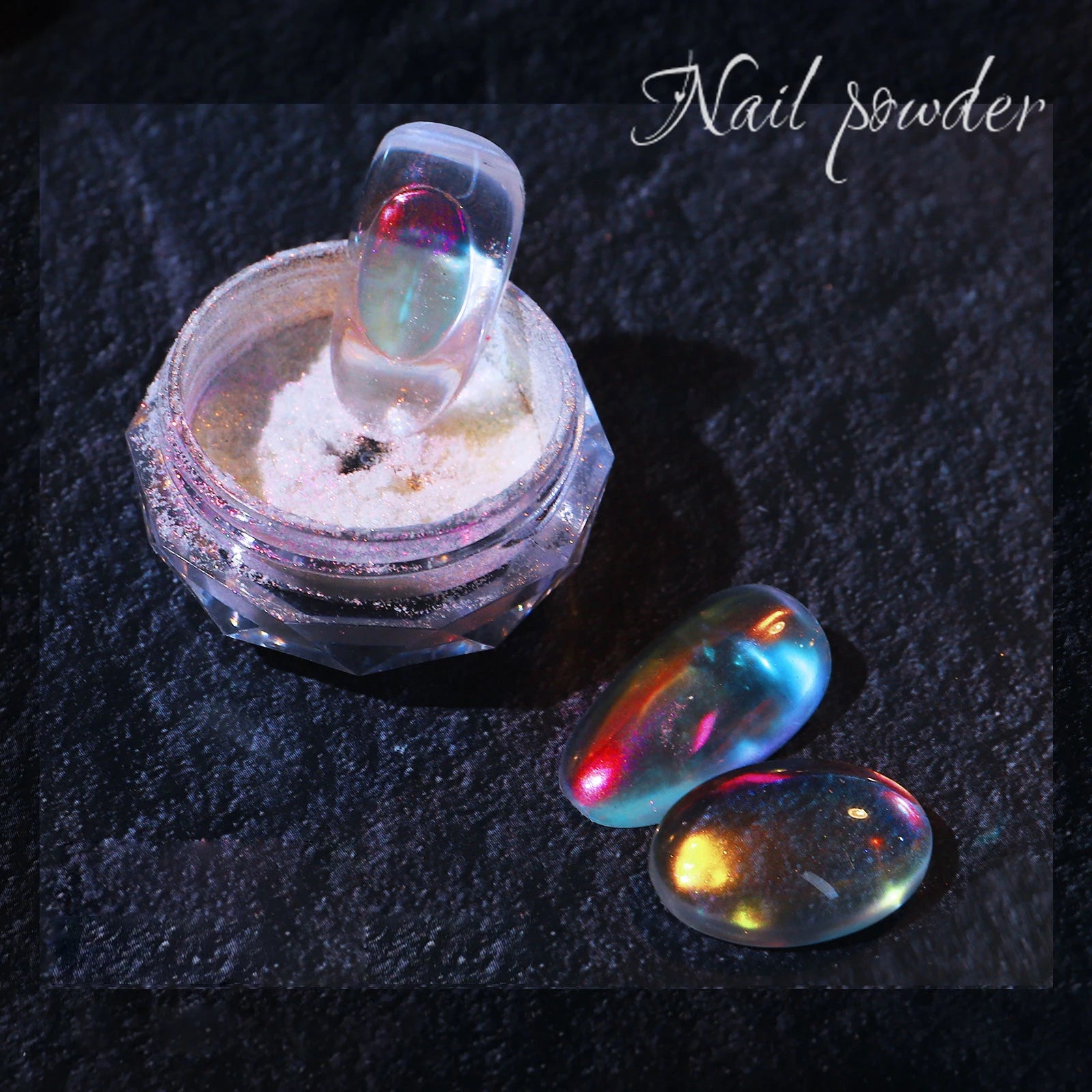 Nail Glitter Aurora Ice Transparent Laser Magic Aurora Rainbow Mirror Gel Pigment Powder Chrome Nai Charm Art Decoration Tools
