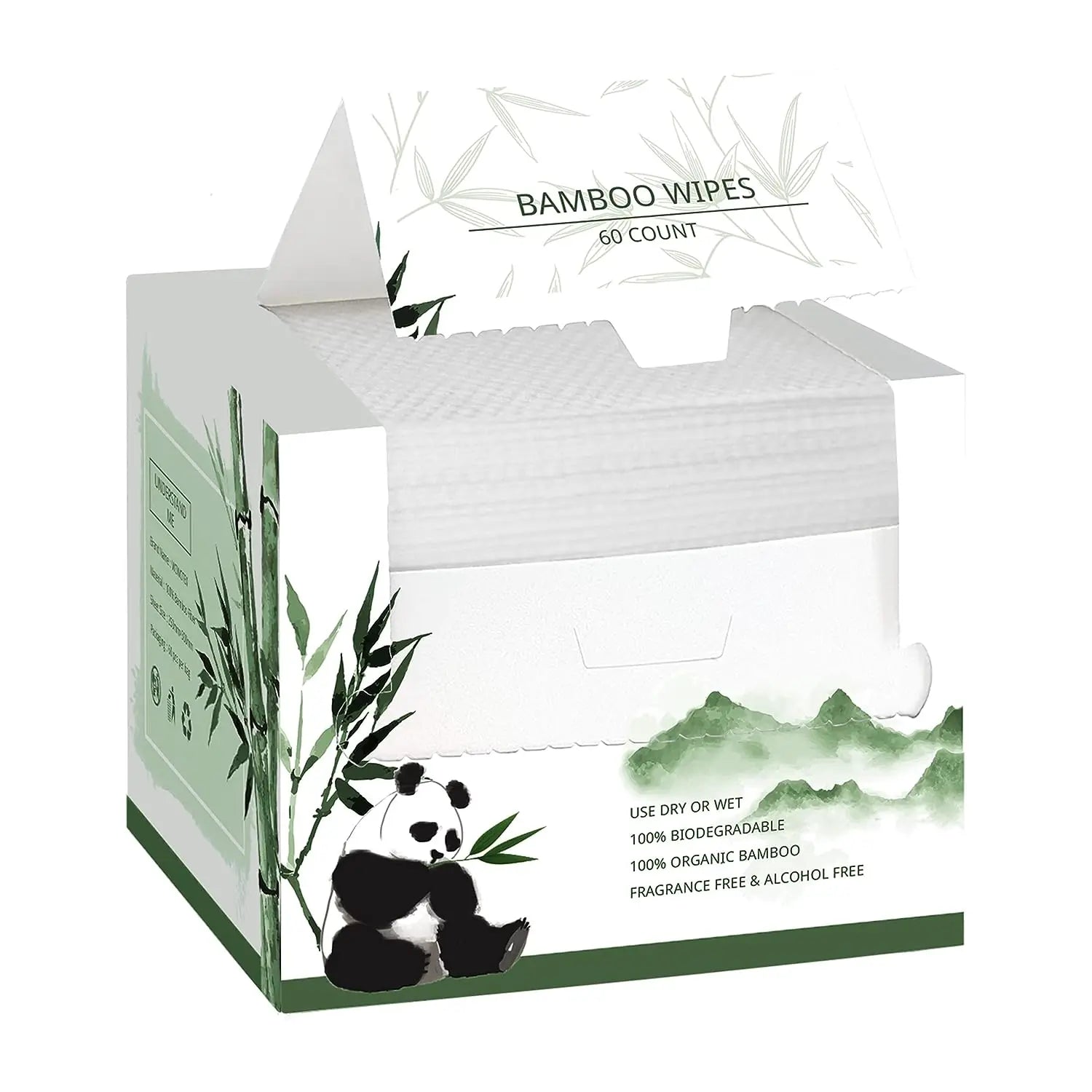 Bamboo Disposable Face Towel Biodegradable Large Dry Face Wipes 60 Count Thick Clean Facial Towel for Sensitive Skin 12x10 inch