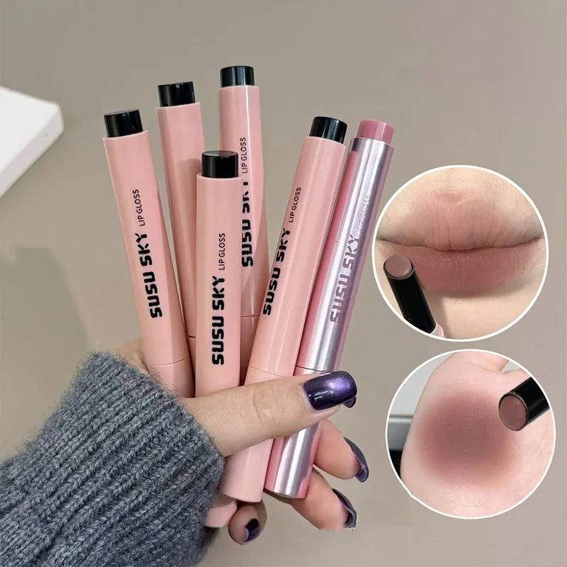 1Pc Moisturizing Velvet Matte Lipstick Hazelnut Mousse Long Waterproof Light Natural Warm Brown Red Toned Lip Tint Make Up Stain