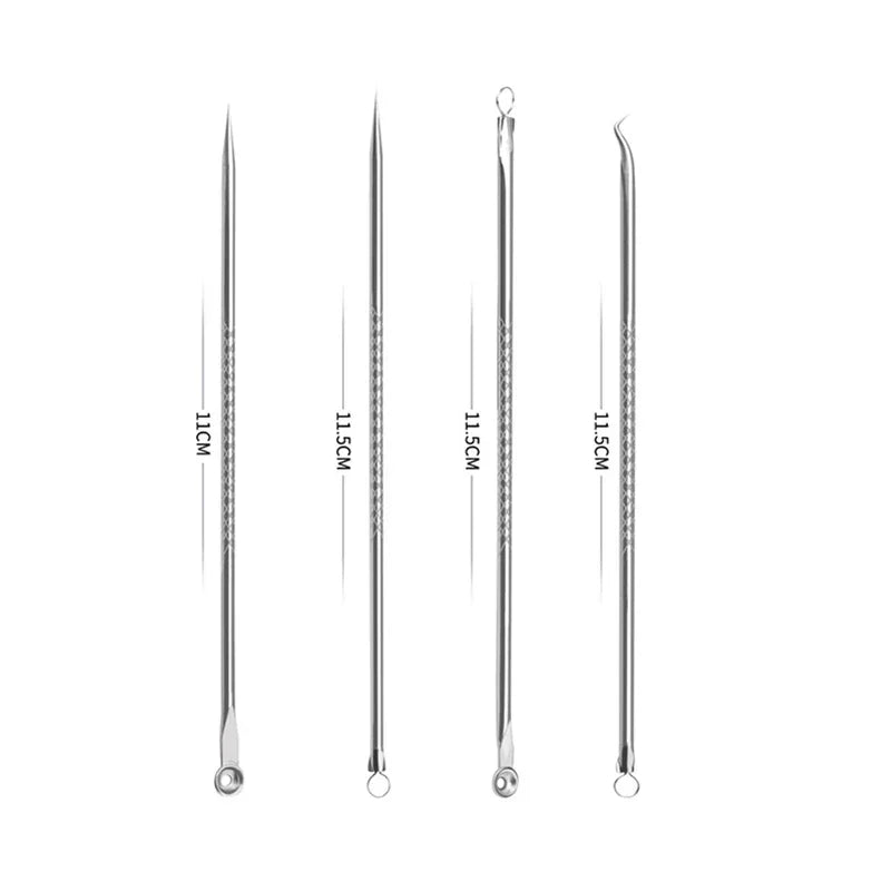 4PCS Acne Blackhead Comedone Black Spot Pimple Blemish Remover Skin Care Women Beauty Acne Treatment Pore Cleanser Needle Hook