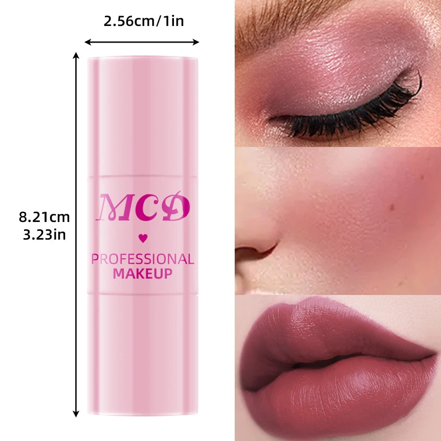 6Colors Makeup Blush Stick Lip Tinted Cooling Water Jelly Tint Jelly Blush Stick Bronzer Cheek and Nose Grooming Matte Blush