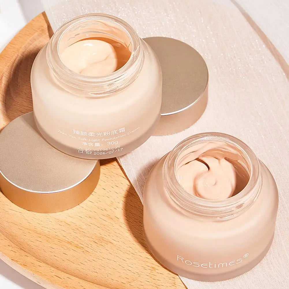 Soft Light Cream Glow Ivory White Natural Lightweight Foundation - Oil Control Moisturizing Skincare-Infused Daily Facial Makeup