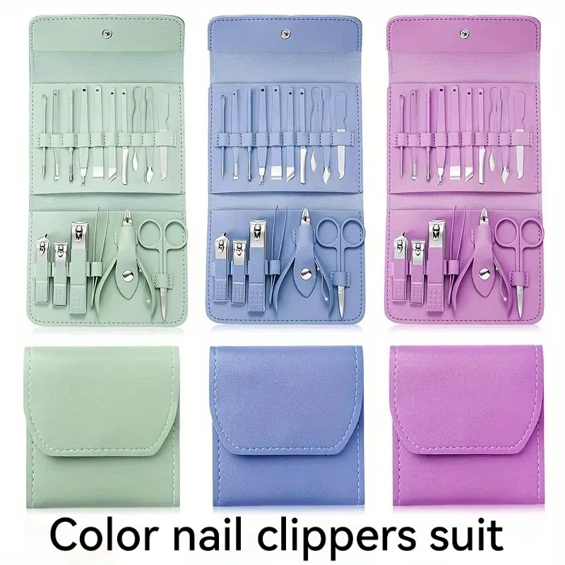 16-Piece Professional Nail Clipper Set, Stainless Steel Fingernail and Toenail Tools, Unisex Nail Care Kit