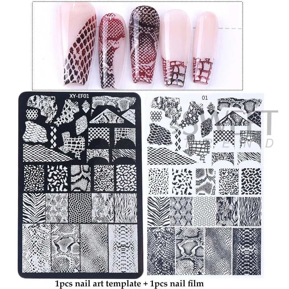 Lace Flower 3D Nail Art Stamping Plate Bow Heart Line Butterfly Printing Template Plate Floral Nail Art Stencils Manicure Tools