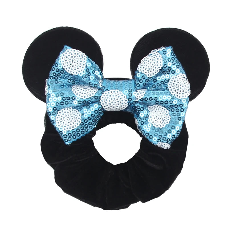 Women Ears Hair Scrunchies Velvet Hairbands For Girls Sequins Bows Headband Women Trip DIY Accessories Mouse Party Decor