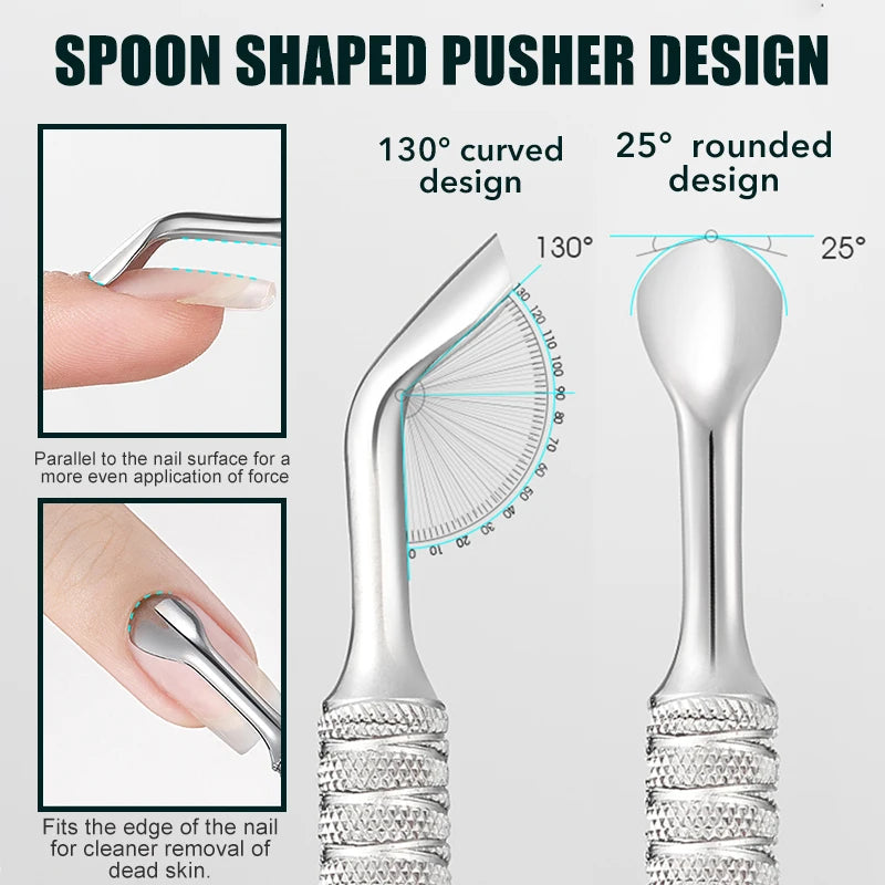 1pcs Stainless Steel Cuticle Pusher Dual Sided Shaped Double Ended Ingrown Toenail Lifter Remover Trimmer Nail Art Care Tools