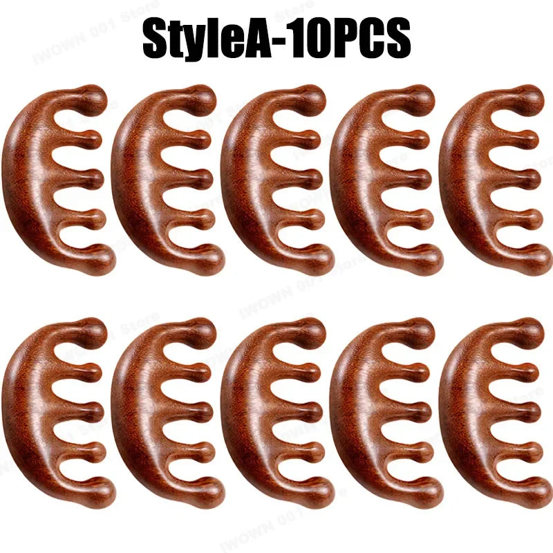 2025 New Natural Sandalwood Head Massage Five Teeth Comb Whale Comb Scalp Scraping Massager Body Massage Tools Neck Massager